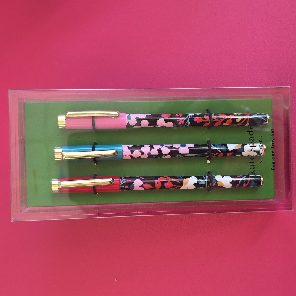 Kate Spade Floral Pen Set with Gold Accents - Picture 2 of 5